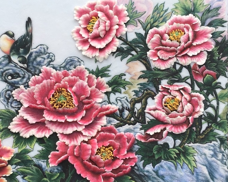 tranh đá quý hoa mẫu đơn